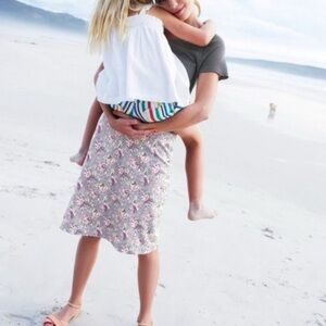 Boden Floral Cotton A-Line Skirt Light Gray Lavender Size 10